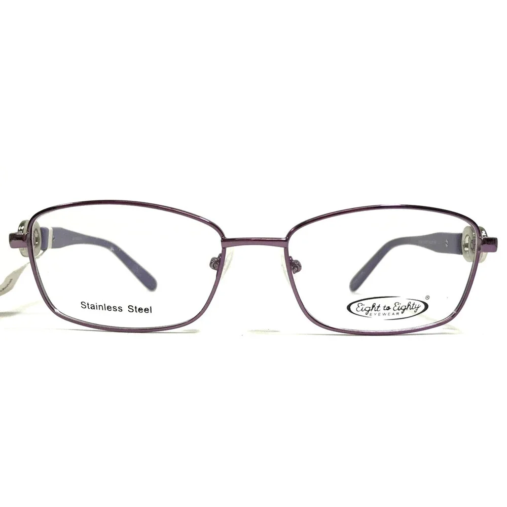 Eight to Eighty Eyeglasses Frames IRENE VIOLET Purple Silver Cat Eye 54-16-140